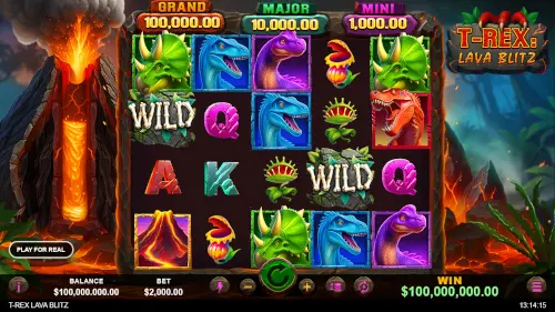 T-rex Lava Blitz slot screenshot